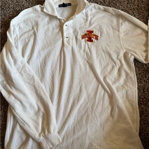 White Polo Shirt with Iowa State Embroidered Logo